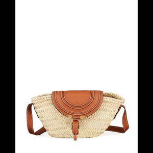 Chloe Woven Cream and Tan Crossbody Bag